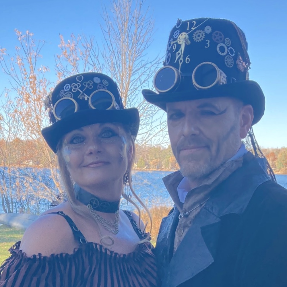 Steam punk male & female hats. One of a kind. Lotsa love put into these by me 😘